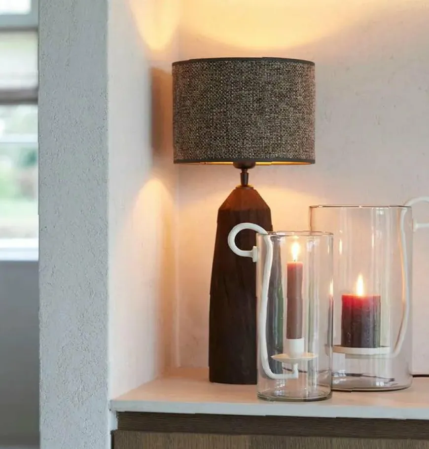 Light en Living Kap cilinder SAVERNA donker bruin - diverse afmetingen