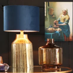 Light en Living Kap cilinder 35-35-30 cm VELOURS petrol blauw