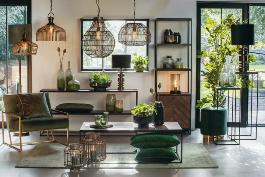Light en Living Kap cilinder VELOURS dutch green - Diverse maten