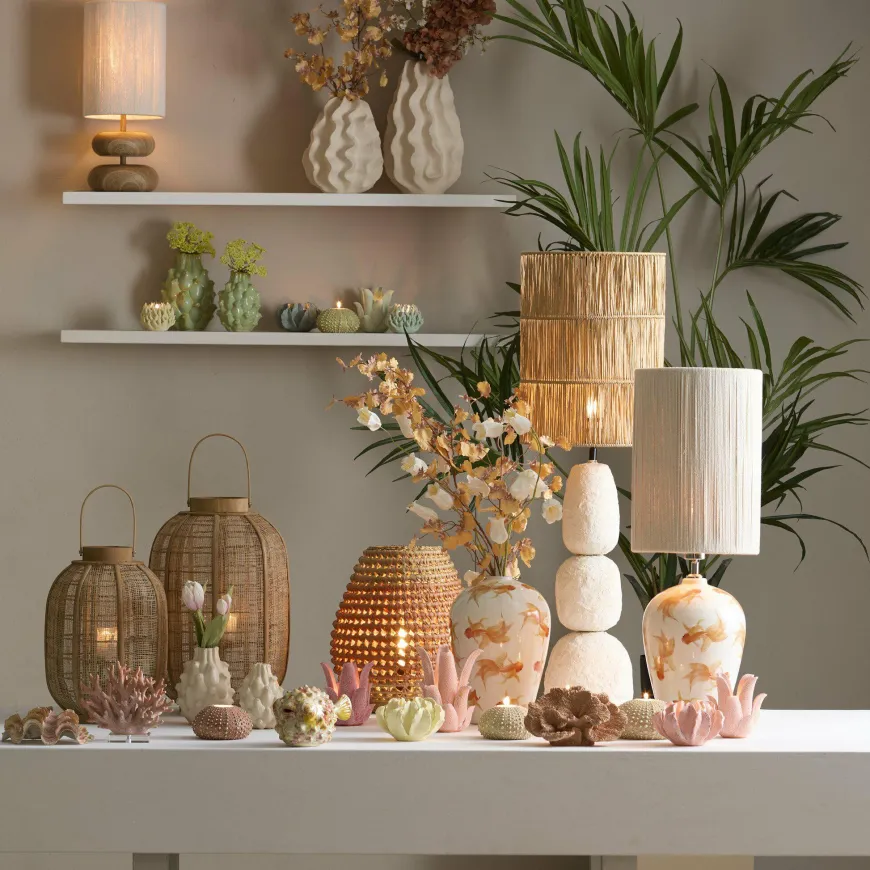 Light en Living Kap cilinder 30-30-40 cm LANZANO raffia naturel