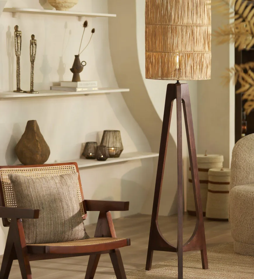 Light en Living Kap cilinder 30-30-40 cm LANZANO raffia naturel
