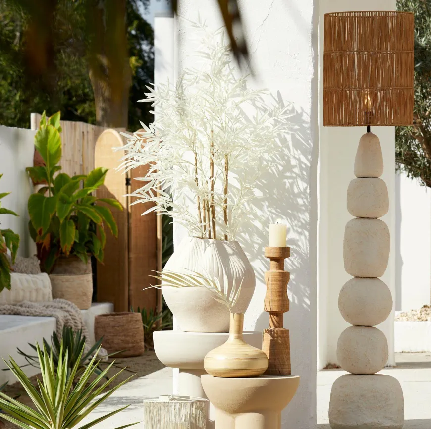 Light en Living Kap cilinder 30-30-40 cm LANZANO raffia naturel
