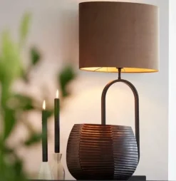Light en Living Kap ovaal recht smal 38x17,5x28 cm VELOURS chocolade bruin