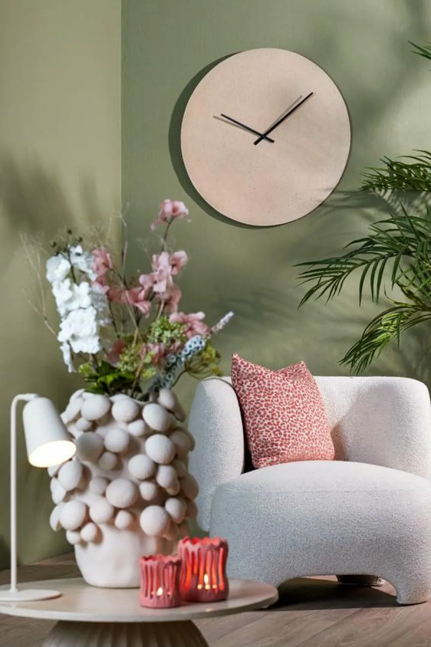 Light en Living Klok Ø74 cm LICOLA mat zand+licht bruin gespikkeld