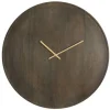 Light en Living Klok Ø56 cm VETI mango hout donker bruin+goud