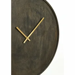 Light en Living Klok Ø56 cm VETI mango hout donker bruin+goud