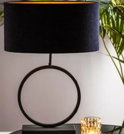 Light en Living Lampenkap ovaal recht VELOURS zwart-taupe - diverse maten