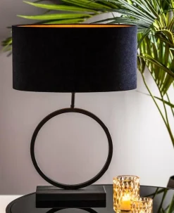 Light en Living Lampenkap ovaal recht VELOURS zwart-taupe - diverse maten