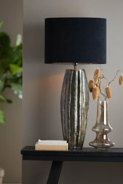Light en Living Lampenkap ovaal recht VELOURS zwart-taupe - diverse maten