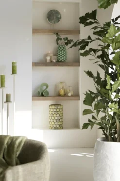 Light en Living Ornament op voet 35x12x50 cm GOUYA groen agaat+crème