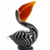 Light en Living Ornament 13x7x19 cm PELICAN glas zwart-wit+bruin gestreept