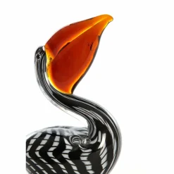 Light en Living Ornament 13x7x19 cm PELICAN glas zwart-wit+bruin gestreept