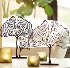 Light en Living Ornament op voet 36x10x48 cm LEAF mat zwart