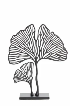 Light en Living Ornament op voet 36x10x48 cm LEAF mat zwart