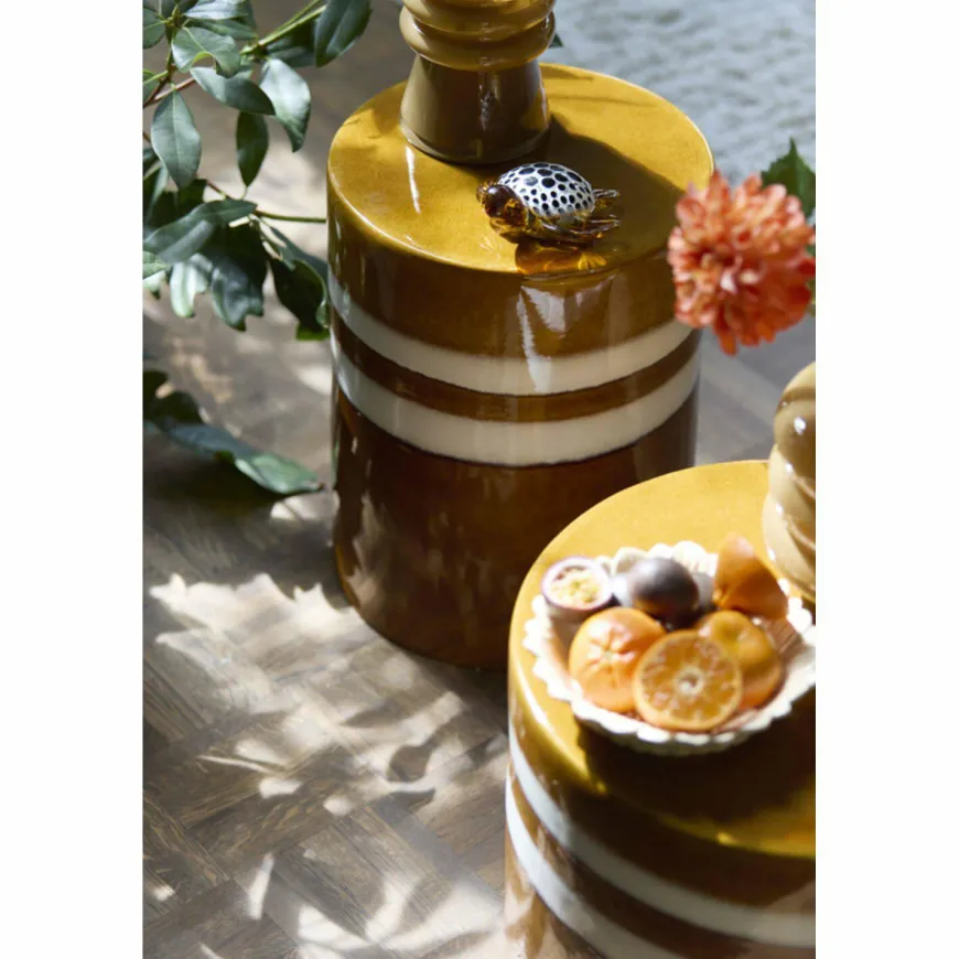 Light en Living Ornament 15,5x14,5x7 cm TURTLE glas amber+wit-zwart