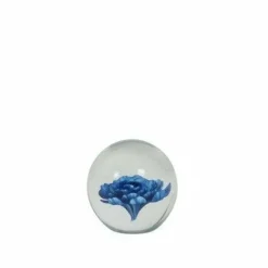 Light en Living Ornament Ø8,5x8,5 cm FLOWER glas blauw