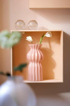 Light en Living Ornament Ø8x8 cm FLOWER glas lichtroze+groen