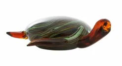 Light en Living Ornament 19x16x7 cm TURTLE glas amber+groen
