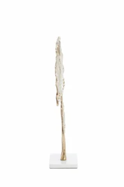 Light en Living Ornament op voet 36x10x48 cm LEAF goud+marmer wit