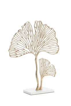Light en Living Ornament op voet 36x10x48 cm LEAF goud+marmer wit