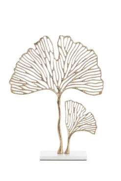 Light en Living Ornament op voet 36x10x48 cm LEAF goud+marmer wit