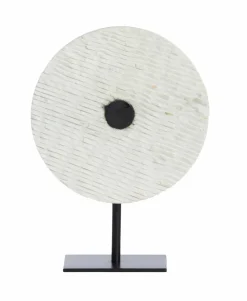 Light en Living Ornament op voet 25x10x35 cm YFKE marmer wit+mat zwart