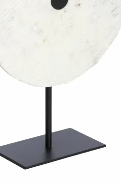 Light en Living Ornament op voet 25x10x35 cm YFKE marmer wit+mat zwart