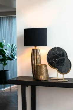 Light en Living Ornament op voet 25x10x35 cm GOUYA zwart agaat+antiek brons