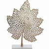 Light en Living Ornament op voet 28x8x35 cm LEAF goud+marmer wit