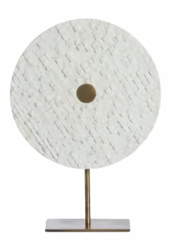 Light en Living Ornament op voet 35x12x50 cm YVO marmer wit+antiek brons