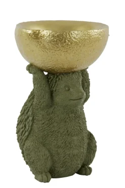 Light en Living Ornament 25x20,5x34,5 cm HEDGEHOG met olijf groen en goud