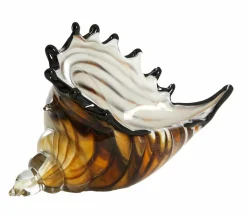 Light en Living Ornament 28x12x16 cm SHELL glas bruin-brons+wit