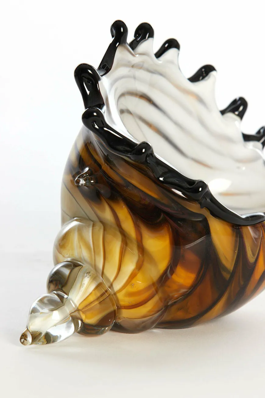 Light en Living Ornament 28x12x16 cm SHELL glas bruin-brons+wit