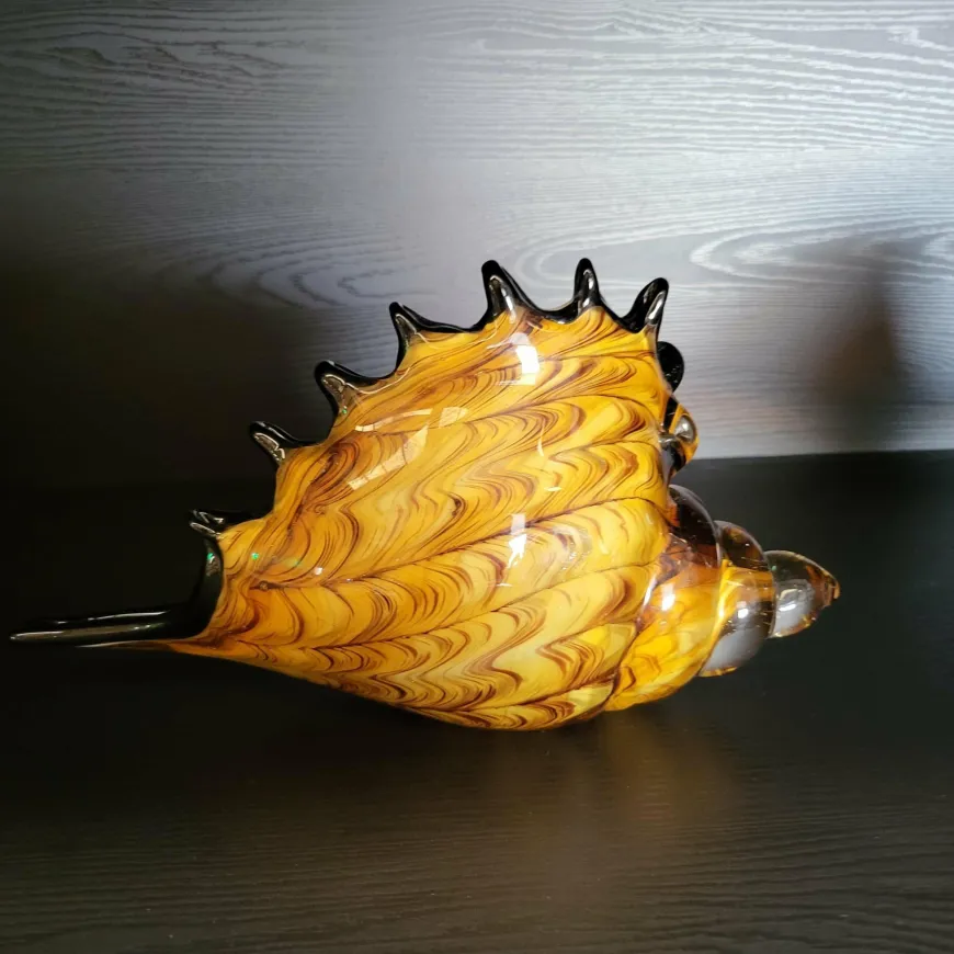 Light en Living Ornament 28x12x16 cm SHELL glas bruin-brons+wit