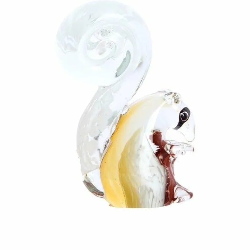 Light en Living Ornament 9,5x4,5x13 cm Eekhoorn glas bruin+creme