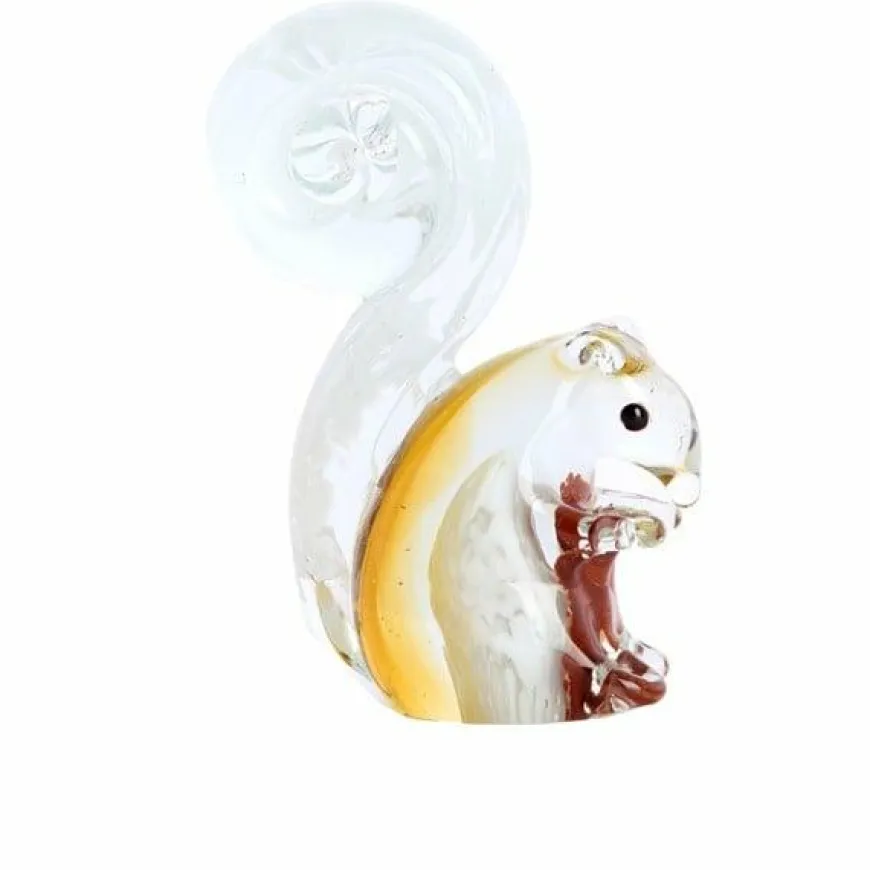 Light en Living Ornament 9,5x4,5x13 cm Eekhoorn glas bruin+creme
