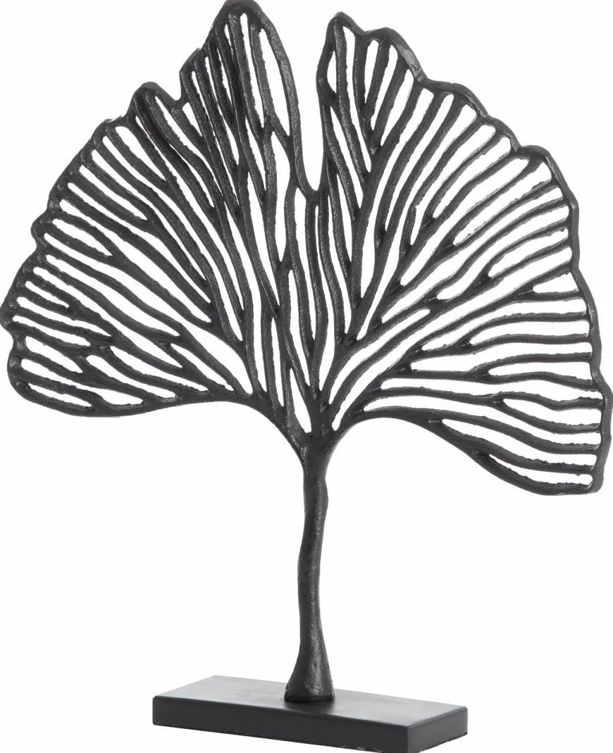 Light en Living Ornament op voet 36x6x39 cm LEAF mat zwart