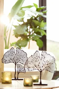 Light en Living Ornament op voet 36x6x39 cm LEAF mat zwart