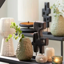 Light en Living Ornament op voet 19x9,5x45 cm SALIO hout mat zwart