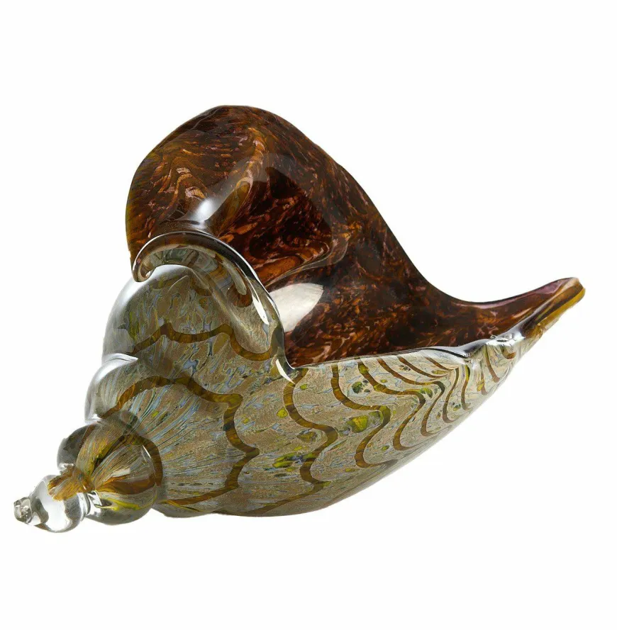 Light en Living Ornament 28x12x16 cm SHELL glas olijf groen