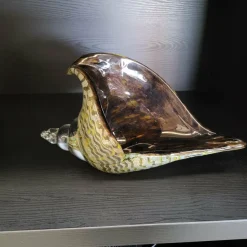 Light en Living Ornament 28x12x16 cm SHELL glas olijf groen