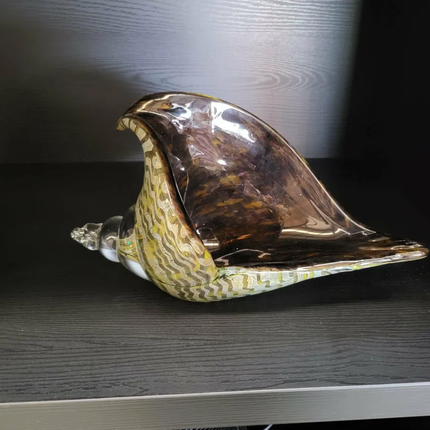 Light en Living Ornament 28x12x16 cm SHELL glas olijf groen