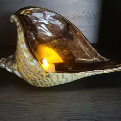 Light en Living Ornament 28x12x16 cm SHELL glas olijf groen
