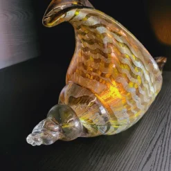 Light en Living Ornament 28x12x16 cm SHELL glas olijf groen