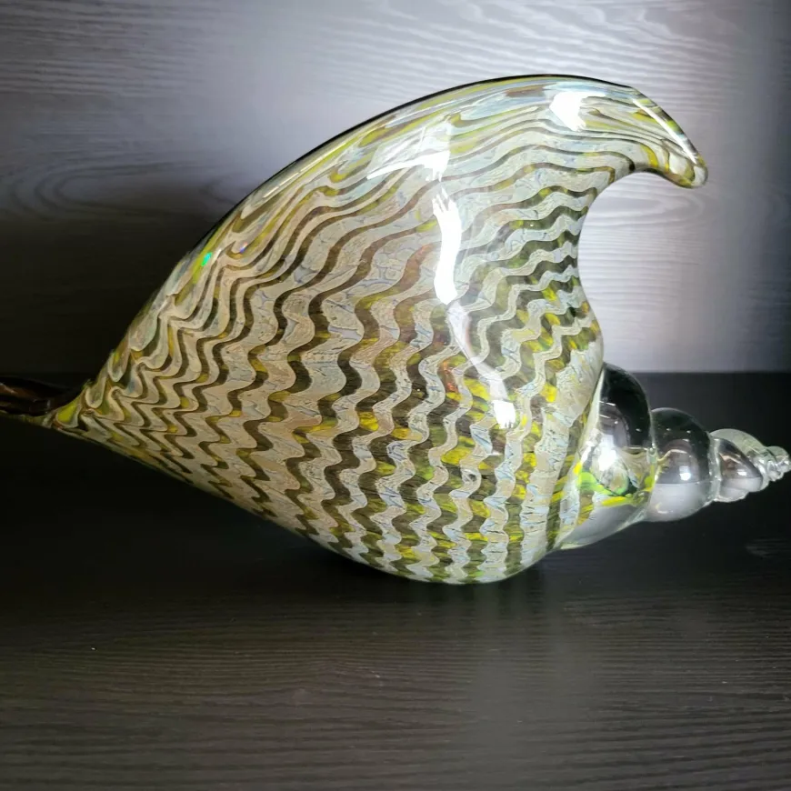 Light en Living Ornament 28x12x16 cm SHELL glas olijf groen