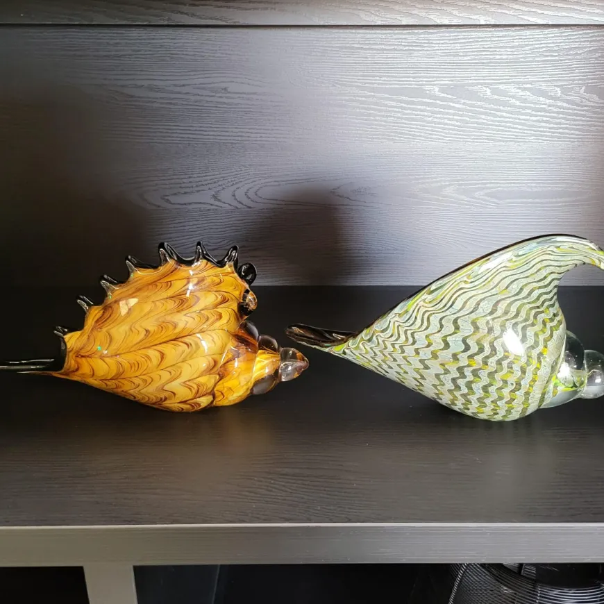 Light en Living Ornament 28x12x16 cm SHELL glas olijf groen