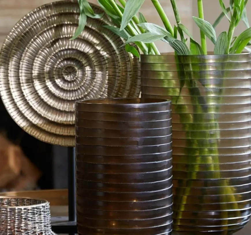 Light en Living Ornament op voet 35x10x50 cm PILAR antiek brons+zwart