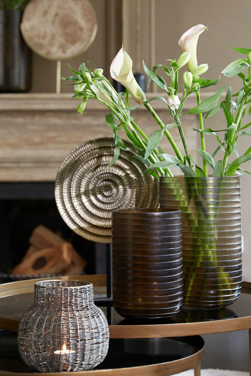 Light en Living Ornament op voet 35x10x50 cm PILAR antiek brons+zwart