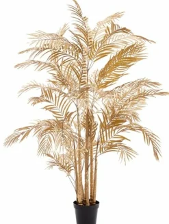 Light en Living Plant in pot PALM metallic licht goud 198 cm hoog