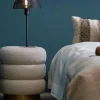 Light en Living Poef Ø40x45 cm KIMI teddy wit+goud